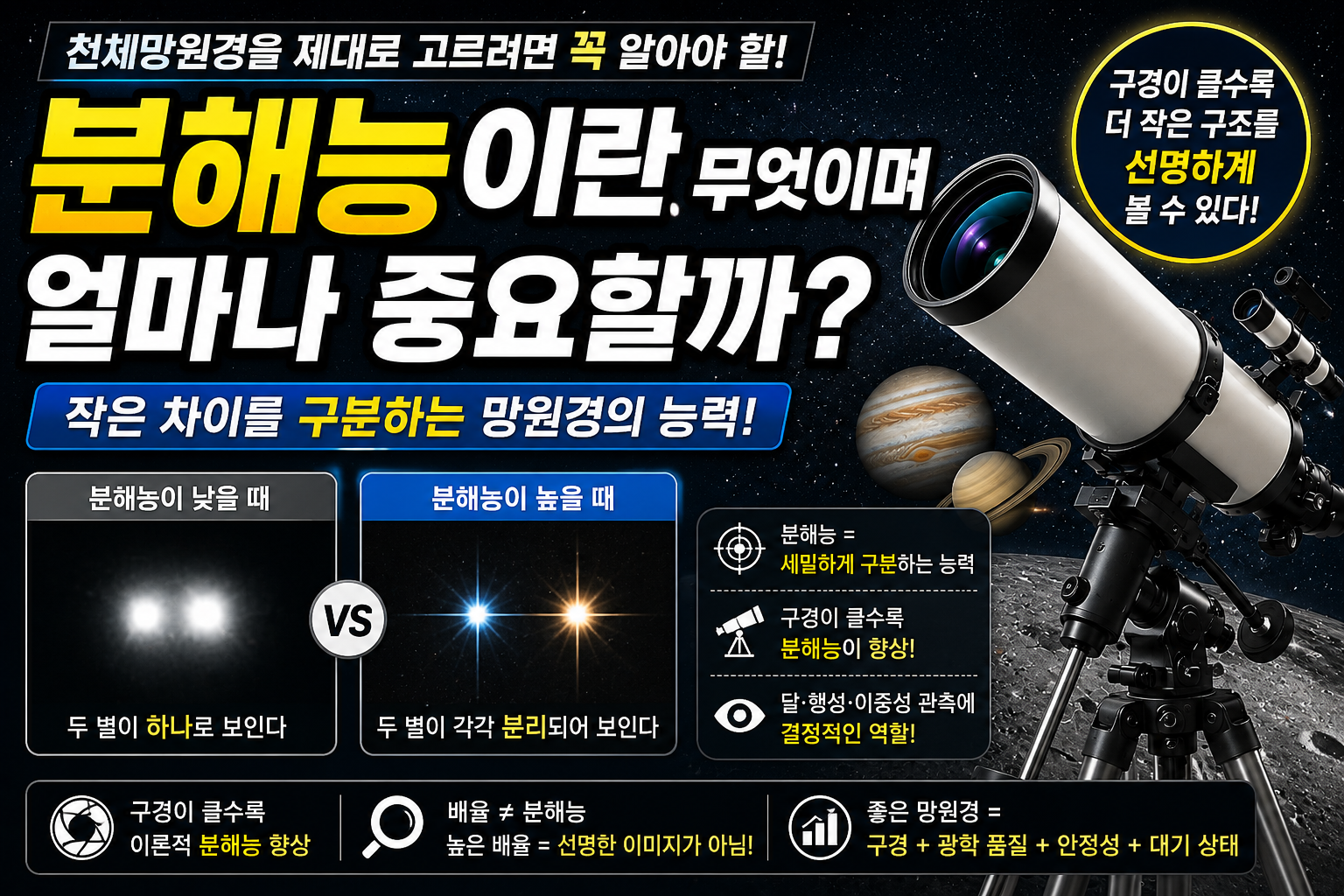 천체망원경의 분해능이란 무엇이며 얼마나 중요한가
